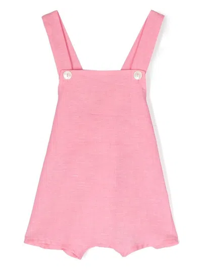 Mariella Ferrari Babies' Crossover-strap Linen Playsuit In Pink