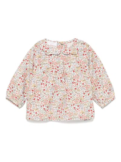 Mariella Ferrari Babies' Floral-print Shirt In 红色
