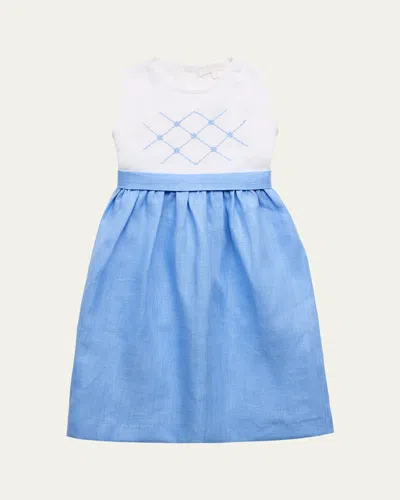 Mariella Ferrari Kids' Girl's Embroidered Linen Dress In 048 / 054