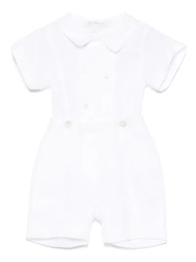Mariella Ferrari Babies' Linen Shirt And Shorts Set In White