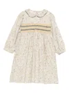 Mariella Ferrari Peter Pan Collar Smocked Dress In Neutral