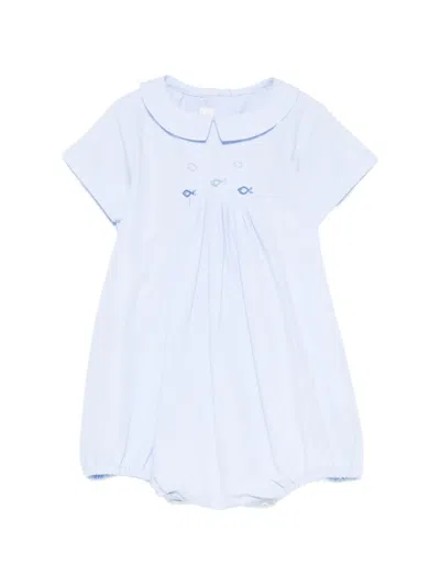 Mariella Ferrari Babies' Peter Pan-collar Embroidered Shorties In Blue
