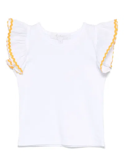 Mariella Ferrari Babies' Scallop-detail Top In 白色