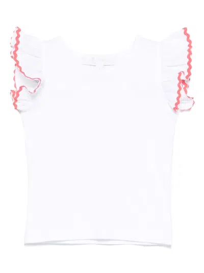 Mariella Ferrari Babies' Scallop-detail Top In 白色