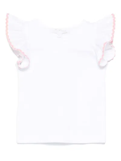 Mariella Ferrari Babies' Scallop-detail Top In 白色