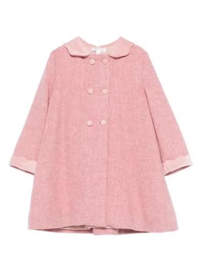 Mariella Ferrari Babies' Scalloped-collar Double-breasted Coat In Pink