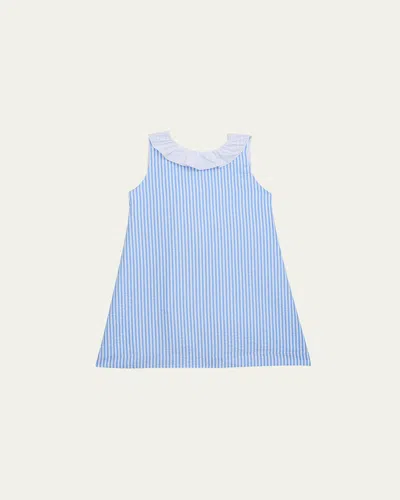 Mariella Ferrari Kids' Sleeveless Stripe Dress W Eric Rac Waist In Blue