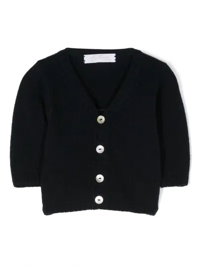 Mariella Ferrari Babies' V-neck Knitted Cardigan In Blue