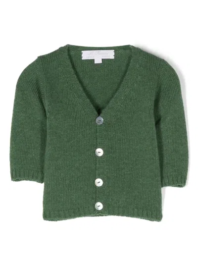 Mariella Ferrari Babies' V-neck Knitted Cardigan In Green