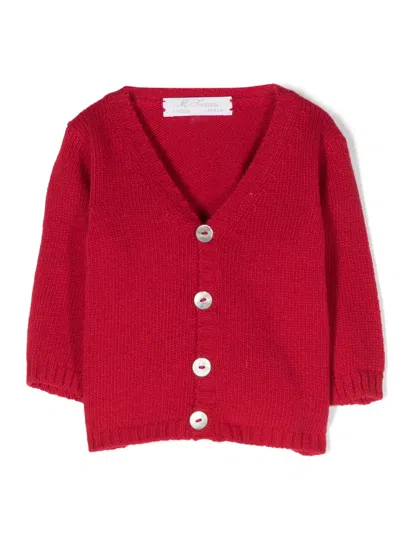 Mariella Ferrari Babies' V-neck Knitted Cardigan In Red