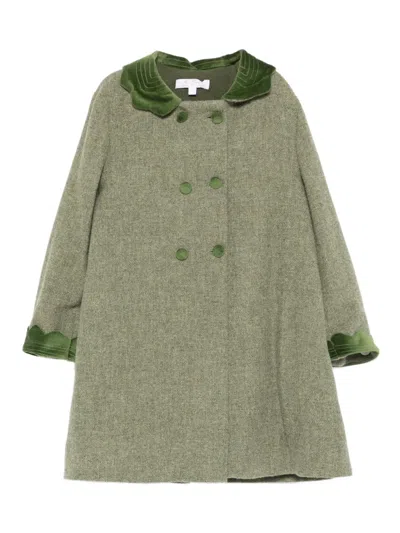 Mariella Ferrari Velvet Collar Button Coat In Green