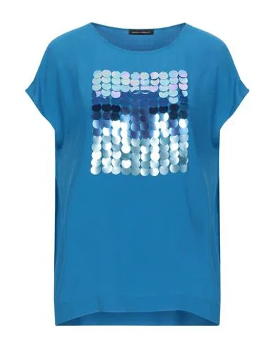 Mariella Rosati Woman Top Blue Size 12 Acetate, Silk