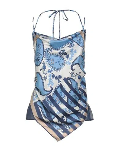 Mariella Rosati Woman Top Light Blue Size 12 Polyester