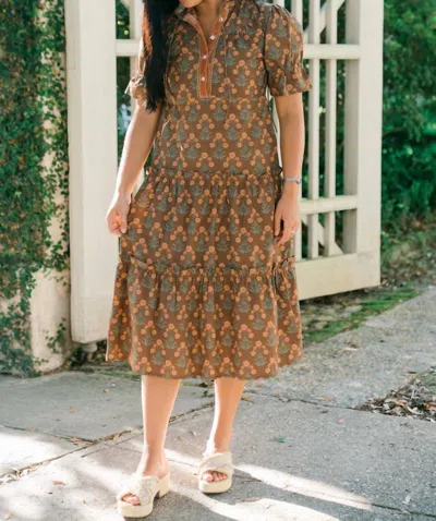 Marigold Capri Posy Dress In Maple In Multi