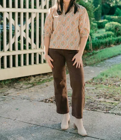 Marigold Cara V-neck Blouse In Burnt Orchid In Multi