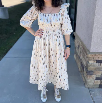 Marigold Kiara Harvest Midi Dress In Gold