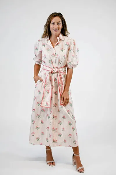 Marigold Leilia Puff Sleeves Dress In Garden Stripes In Multi