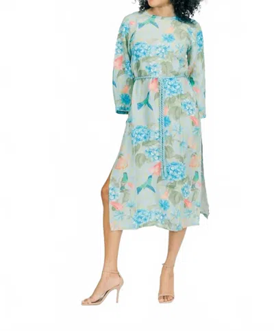 Marigold Milani Three Quarter Sleeve Dress In Multicolor In Blue