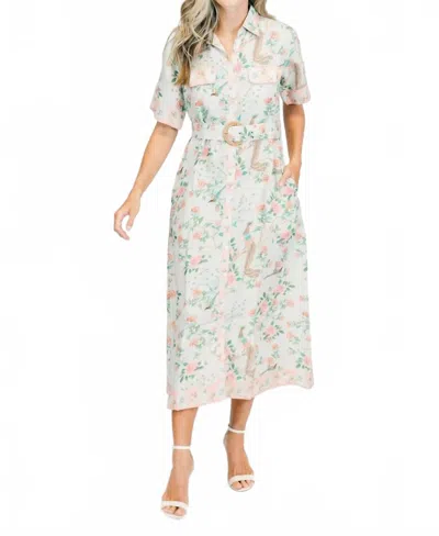 Marigold Penelope Button-down Front Dress In Floral In Neutral