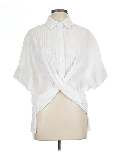 Pre-owned Marigold Shadows Short Sleeve Blouse In White
