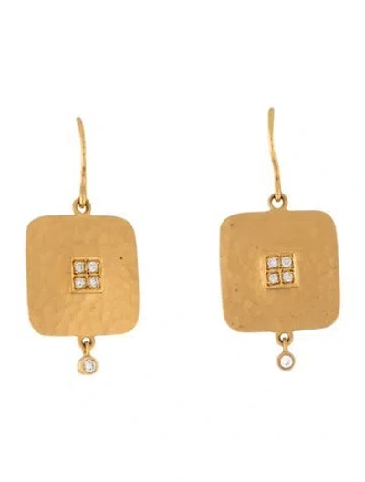 Pre-owned Marika 14k Diamond Square Tile Drop Earrings In Multicolor