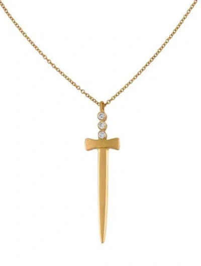 Pre-owned Marika 14k Diamond Sword Pendant Necklace, 18.5" In Multi