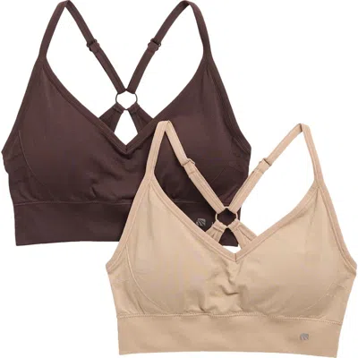 Marika London 2-pack Low Impact Seamless Sports Bras In Brown