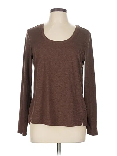 Pre-owned Marika Long Sleeve Top Brown Scoop Neck Tops