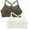 Marika Mary Jane 2-pack Sports Bras In Grape Leaf/gardenia