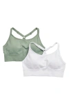 Marika Mary Jane 2-pack Sports Bras In Green Bay/ White