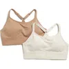 Marika Mary Jane 2-pack Sports Bras In Warm Taupe/gardenia