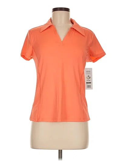 Marika Short Sleeve Top Orange Collared Neckline Tops