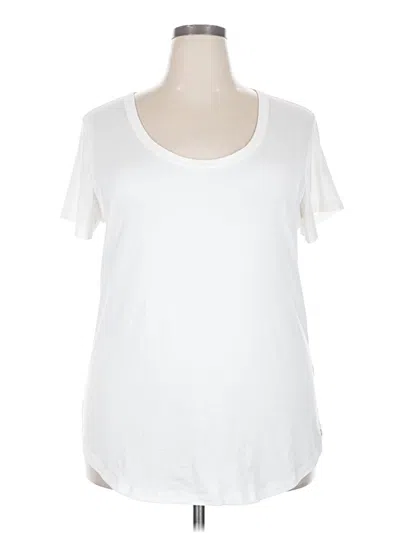Pre-owned Marika Short Sleeve Top White Scoop Neck Tops
