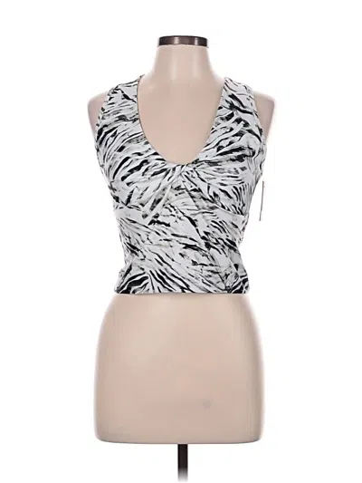 Marika Tank Top Silver Halter Neckline Tops In White