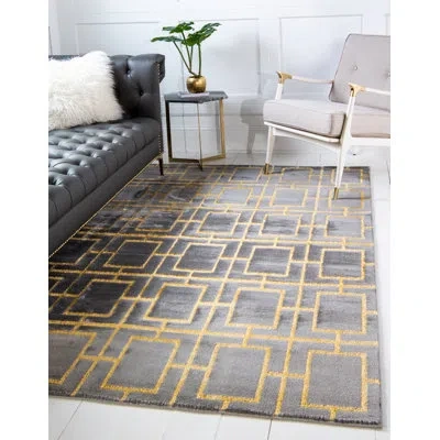 Marilyn Monroe Glam Geometric Gray/gold Area Rug In Gold;gray