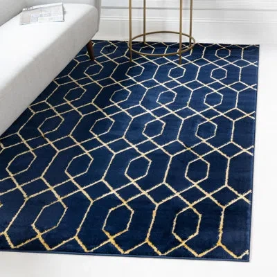 Marilyn Monroe Glam Navy Blue Gold Area Rug In Blue;gold;navy