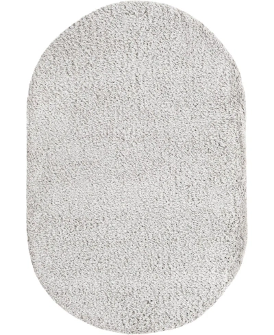 Marilyn Monroe Opulence Shag Silver-tone Screen 5'3" X 8' Oval Area Rug