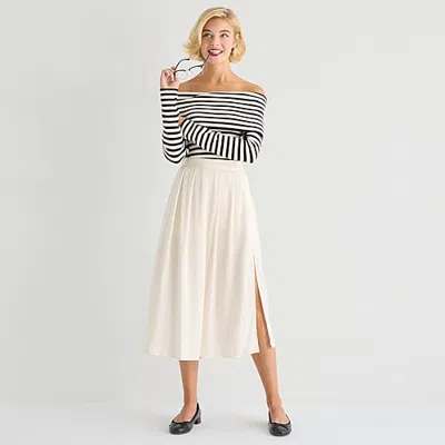 Marilyn Monroe Womens Midi Pleated Skirt In White