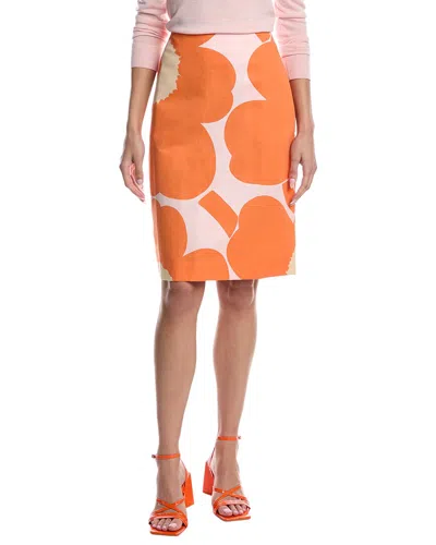Marimekko Ainoa Unikko Linen-blend Mini Skirt In Orange