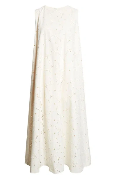 Marimekko Alvariinsa Unikko Cotton Eyelet Maxi Dress In Neutral