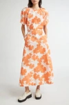 Marimekko Anatomia Linen Dress In Orange
