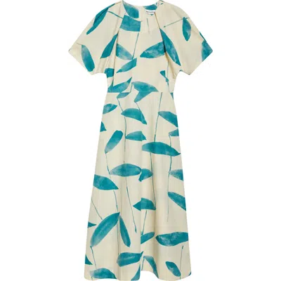 Marimekko Anatomia Paju Maxi Dress In Light Yellow Dark Green