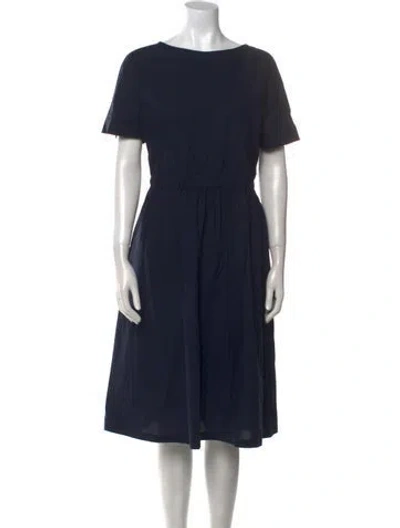 Pre-owned Marimekko Bateau Neckline Midi Length Dress W/ Tags In Blue