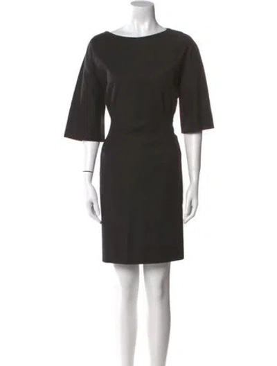 Pre-owned Marimekko Bateau Neckline Mini Dress In Black