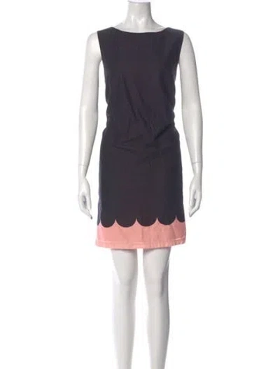 Pre-owned Marimekko Bateau Neckline Mini Dress In Gray