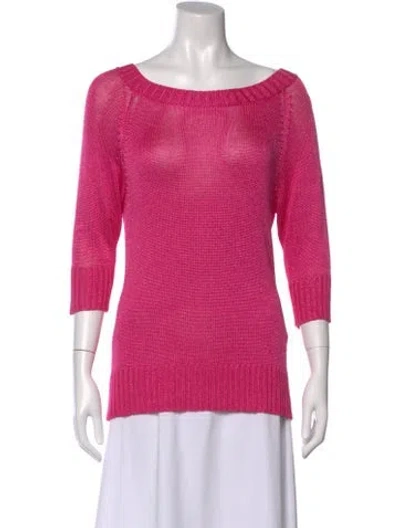 Pre-owned Marimekko Bateau Neckline Three-quarter Sleeve Top In Pink
