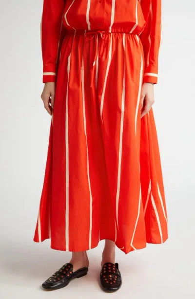 Marimekko Buklee Puhveli Cotton Maxi Skirt In Bright Red/light Yellow