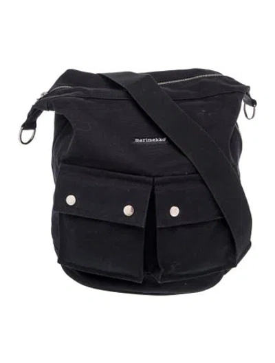 Pre-owned Marimekko Canvas Shoulder Bag In Black