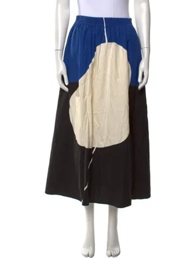 Pre-owned Marimekko Colorblock Pattern Long Skirt In Black
