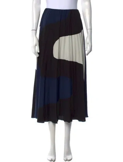Pre-owned Marimekko Colorblock Pattern Long Skirt In Black